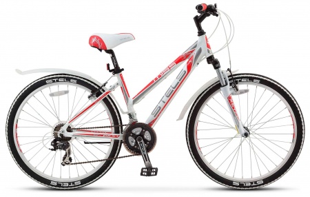 Велосипед Stels Miss-6100 V (26" 21ск) 17,5" Белый/серый/красный, арт. V010 фото большое