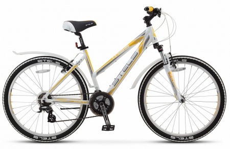Велосипед Stels Miss-6300 V (26" 21ск) 19.5" белый/серый/желтый, арт. V010 фото большое