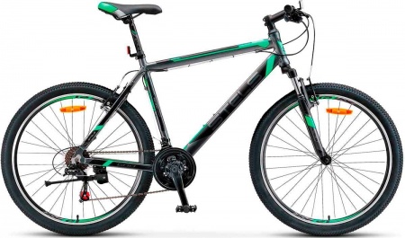 Велосипед Stels Navigator-600 V (26" 21ск) 16" Антрацитовый/зелёный, V020 фото большое