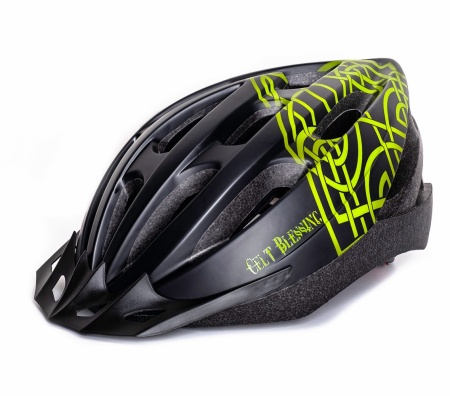Шлем взрослый IN-MOLD, 19 вент. отверстий, размер M(56-59), черный с зеленым, инд.уп Vinca Sport фото большое