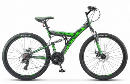 Велосипед Stels Focus MD (26" 21ск) 18" Черный/зеленый, V010 (2018) фото большое