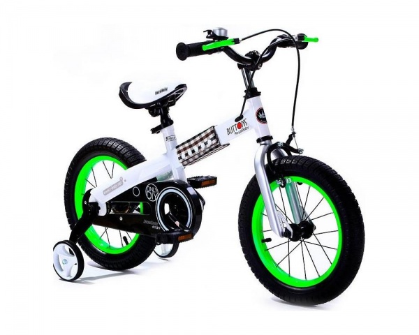 Велосипед Royal Baby 14" BUTTONS, бело-зелёный фото большое