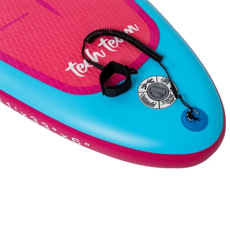 Сапборд LOTUS бирюзовый, 335x83x15 см (разметка для йоги) фото большое