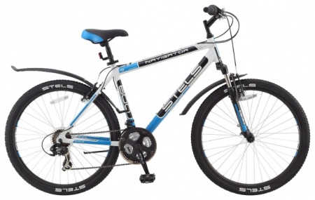 Велосипед Stels Navigator-600 V (26" 18ск) 19" бел/черн/синий фото большое
