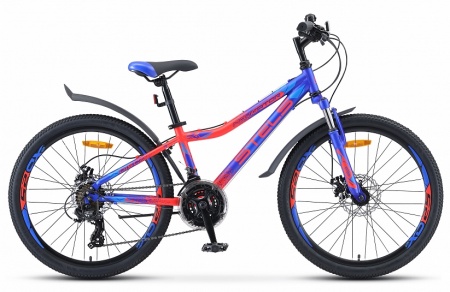 Велосипед Stels Navigator-410 MD (24" 21ск) 12" Синий/неоновый-красный, V010 (2020) фото большое