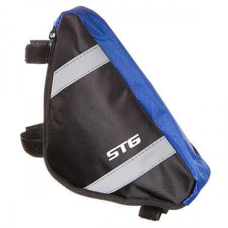 Велосумка STG мод. 12490 размер M, под раму, треугольная, черная/серая фото большое