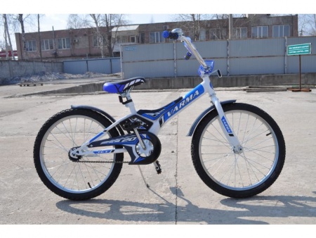 Велосипед Varma 18" Jet, бело-синий, доп. колеса, ст. фото большое