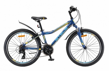 Велосипед Stels Navigator-410 V (24" 21ск) 13" Тёмно-синий/жёлтый, V030 фото большое