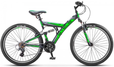 Велосипед Stels Focus V (26" 18ск) 18" Чёрный/зеленый, V030 фото большое