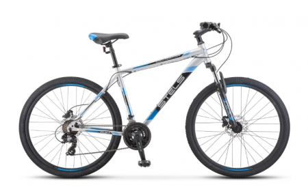 Велосипед Stels Navigator-700 D (27,5" 21ск) 17,5" Серебристый/синий, F010 фото большое