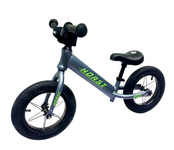 Беговел Horst Race Pro серый 00-180690 рама АЛЮМИНИЙ надувн. колеса 12" втулки алюмин. на промподшип фото большое