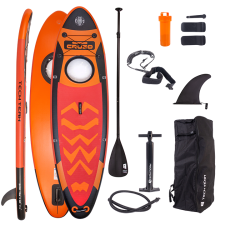 Сапборд CRUZO оранжевый, 290x77x10 см (с окном) фото большое