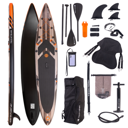 Сапборд SPIN серый, 383x72x15 см фото большое