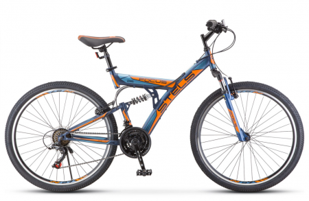 Велосипед Stels Focus V (26" 18ск) 18" Тёмно-синий/оранжевый, V030 фото большое