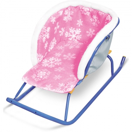 Сиденье для санок Nika СС2-2 МЕХ, розовый "Снежинки", водоотталкивающее покрытие фото большое