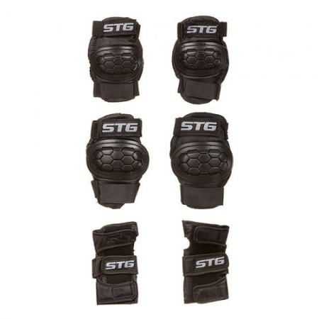 Защита детская STG YX-0303, черная, размер S, комплект: наколенники, налокотник, защита кисти фото большое