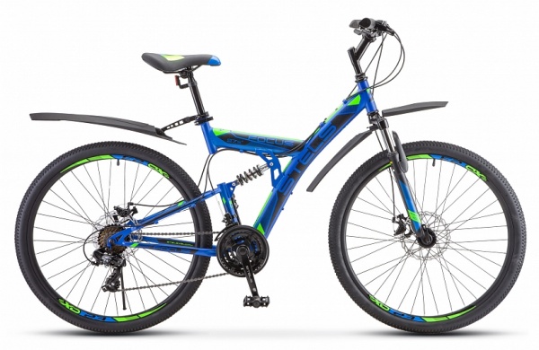 Велосипед Stels Focus MD (27,5" 21ск) 19" Синий/неоновый-зеленый, V010 (2020) фото большое